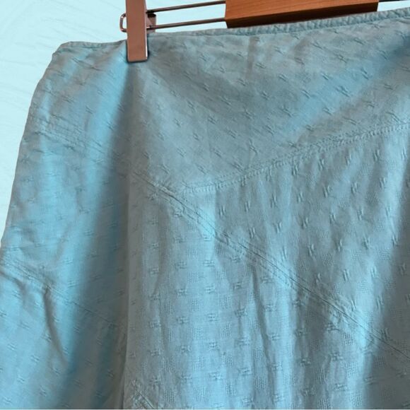 Vintage aqua blue cotton knee length skirt coastal western - Picture 3 of 8